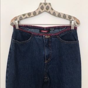 Vintage American angel straight leg low cut fit, denim jeans.